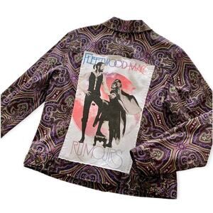 Reworked Fleetwood Mac Graphic Custom Upcycled Floral Jacket Women's Medium